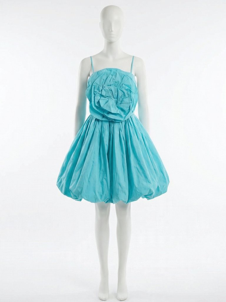 Exquisite Designer Runway Cocktail Party Prom Flower Rose Turquoise Sexy Dress